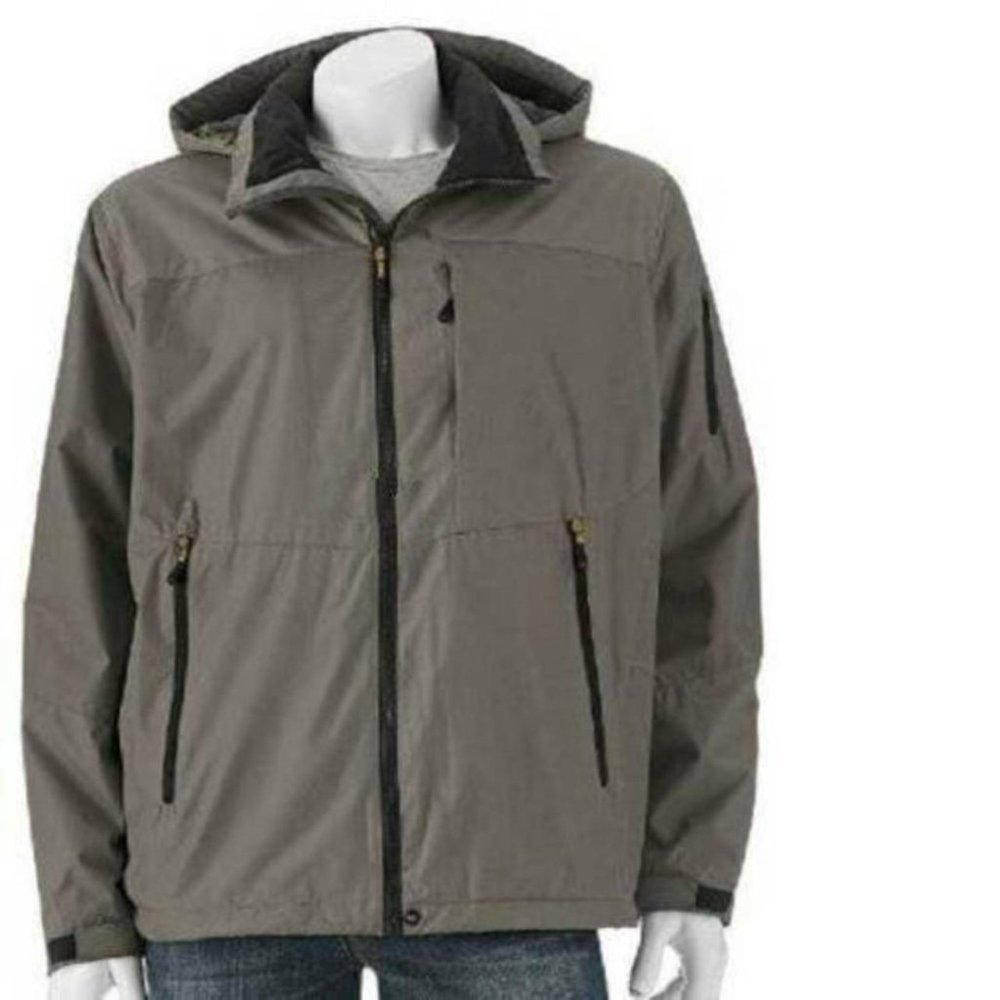 Mens Winter Jacket Hemisphere Gray 2XL Wind Water Resistant Down Alt Fill Hooded